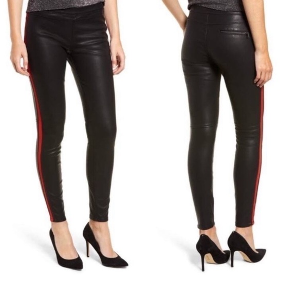 Blank NYC Light my Fire Faux Leather Pull on Pants with Red Stripes - Picture 1 of 12